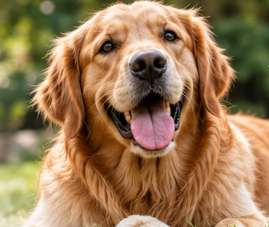 Imagem ilustrativa de um cão em um jardim; não representa as instalações da creche